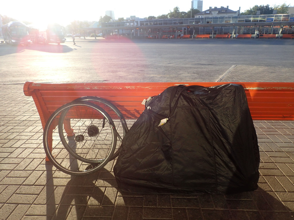 Final unwrapping at Tallinn bus station.